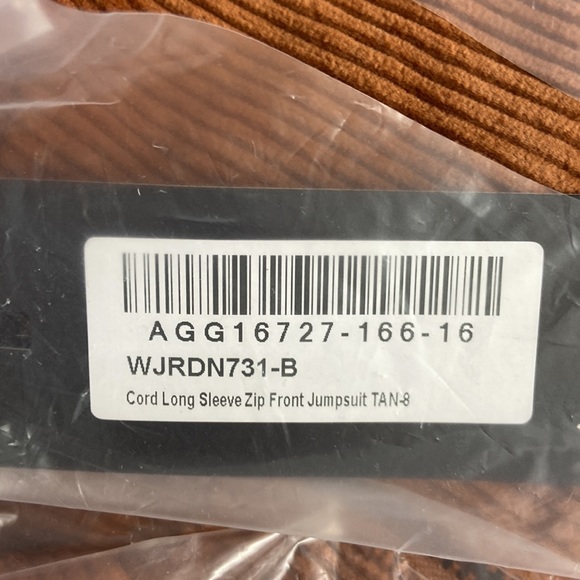 Nasty Gal Women´s Cord Long Sleeve Zip Front Jumpsuit In Brown Size 4 NWT - Picture 4 of 5